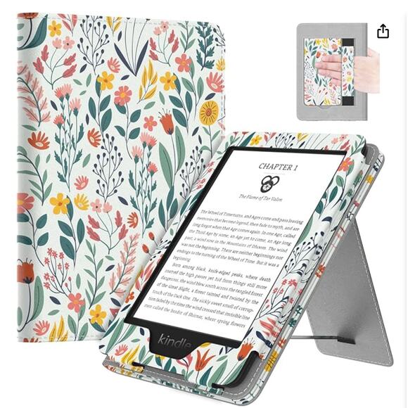 MOKAO Fits all 6" Kindle Case Flowers Magnetic Lightweight cover 11th/10th gen. - Picture 2 of 7